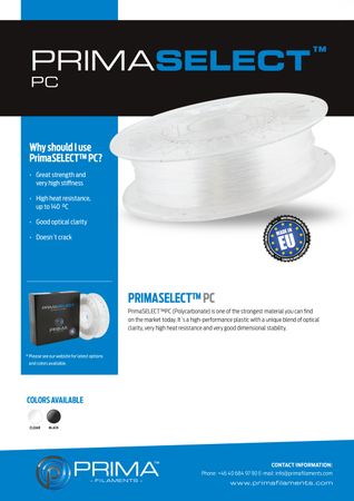 PrimaSelect PC (Poly Carbonate) - 1.75mm - 500 g - Clear