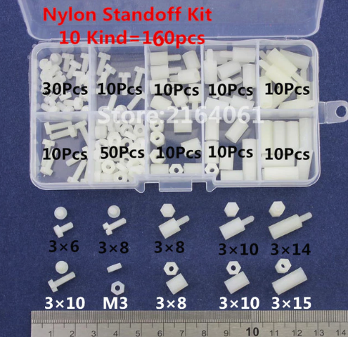 M3 Nylon Skruv och mutter -  White Hex M-F Standoff / Screw / Nut Male Female